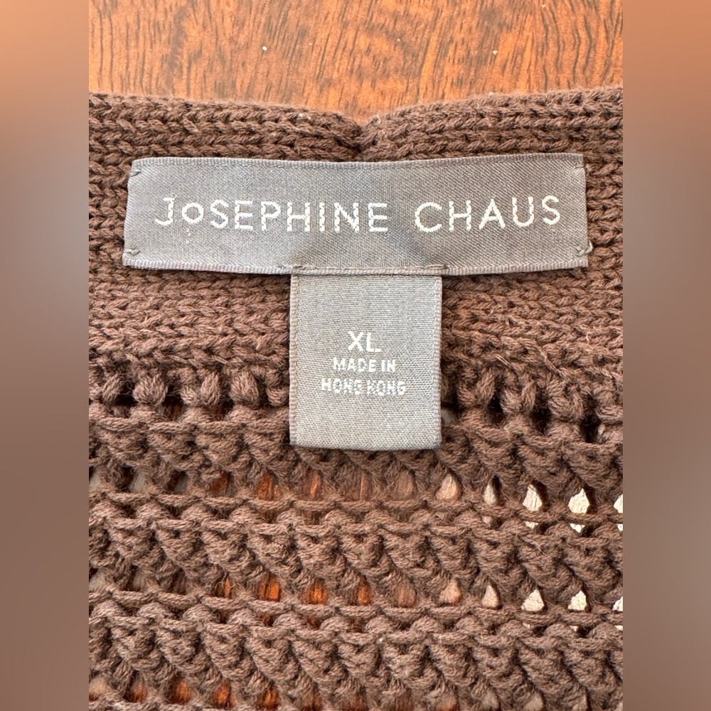 Josephine Chaus one button open weave ladies shrug‎ sweater size XL cotton brown - Picture 9 of 16